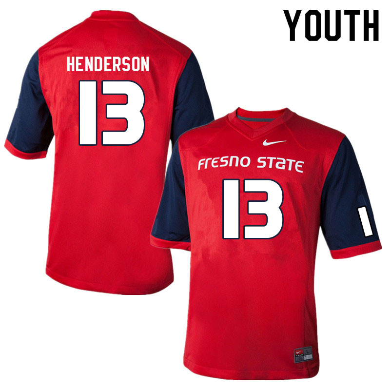 Youth #13 Jaylen Henderson Fresno State Bulldogs College Football Jerseys Sale-Red